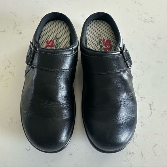 SAS Clogs Slip On Shoes Womens Size 6.5 Black Leather USA Made Tripad Comfort - Picture 8 of 10